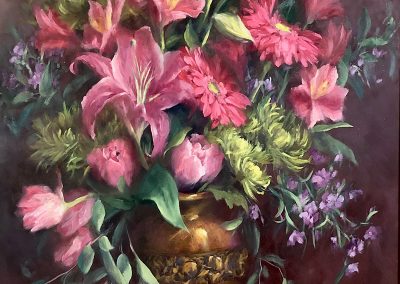 Brass Vase with Mixed Bunch 80cm x 60cm